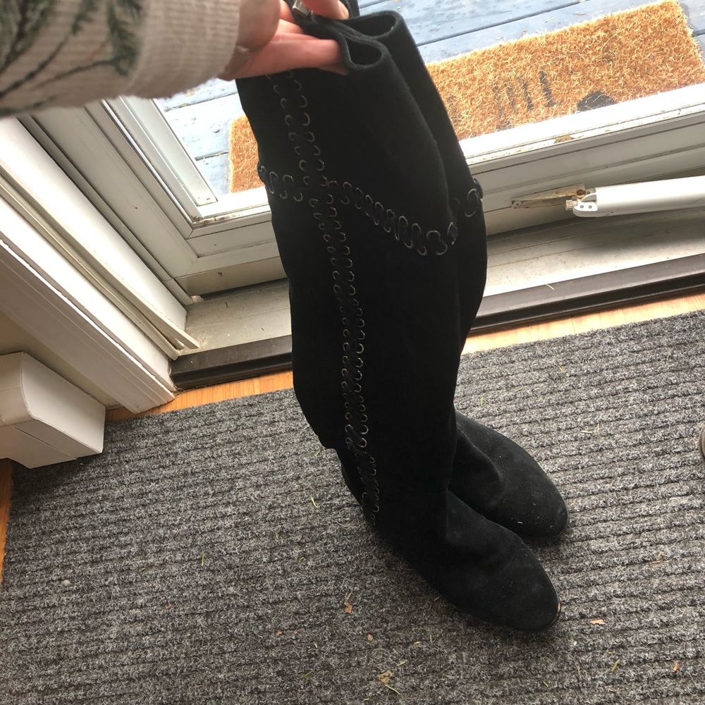 Michael Kor black knew high boots